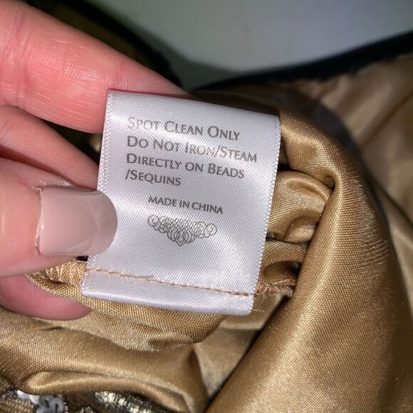 Sue Wong Womens Cocktail Dress Sheath Strapless Chevron Beaded Sequin Size 6 - Picture 16 of 16